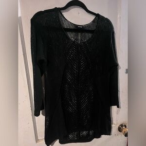 Apt. 9 Women's Black Crew Neck Mesh knit see through Sweater
